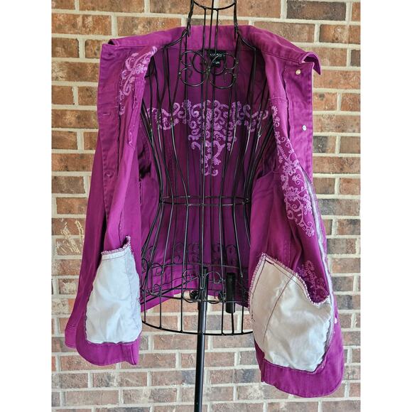 TRILLLOGY by Morning Sun Western Embroidered Pink Shacket Jacket Large Craft DIY - Picture 5 of 8